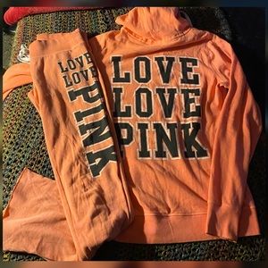 Victoria’s Secret PINK Set Sweatsuit Outfit Sweatpants Zip Up Hoodie Vintage